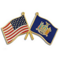New York & USA Crossed Flag Pin